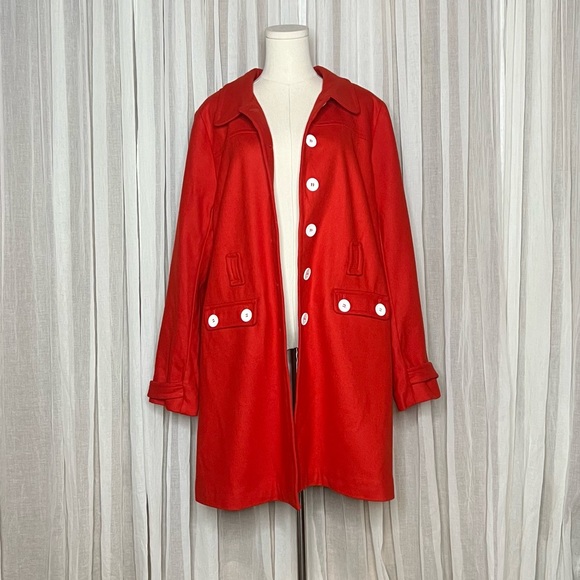 ModCloth Retro Red & White Pea Coat - Picture 4 of 7